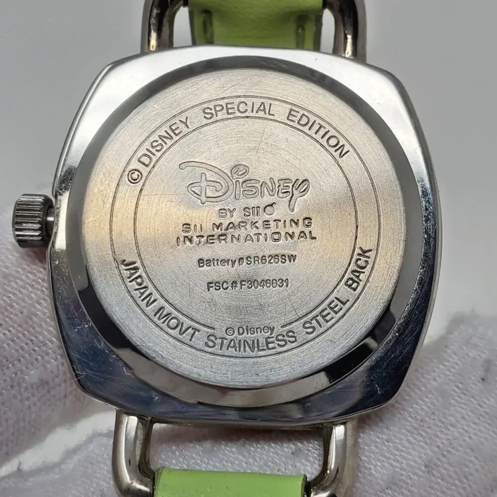 Disney Tinker Bell Silver Watch Green Band Women's Accessory